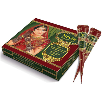 Neeta Mehendi Cone Henna for Temporary Tattoo (12 Cones)