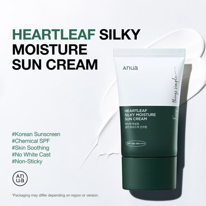 ANUA Heartless Silky Moisture Sunscreen SPF 50+PA++++