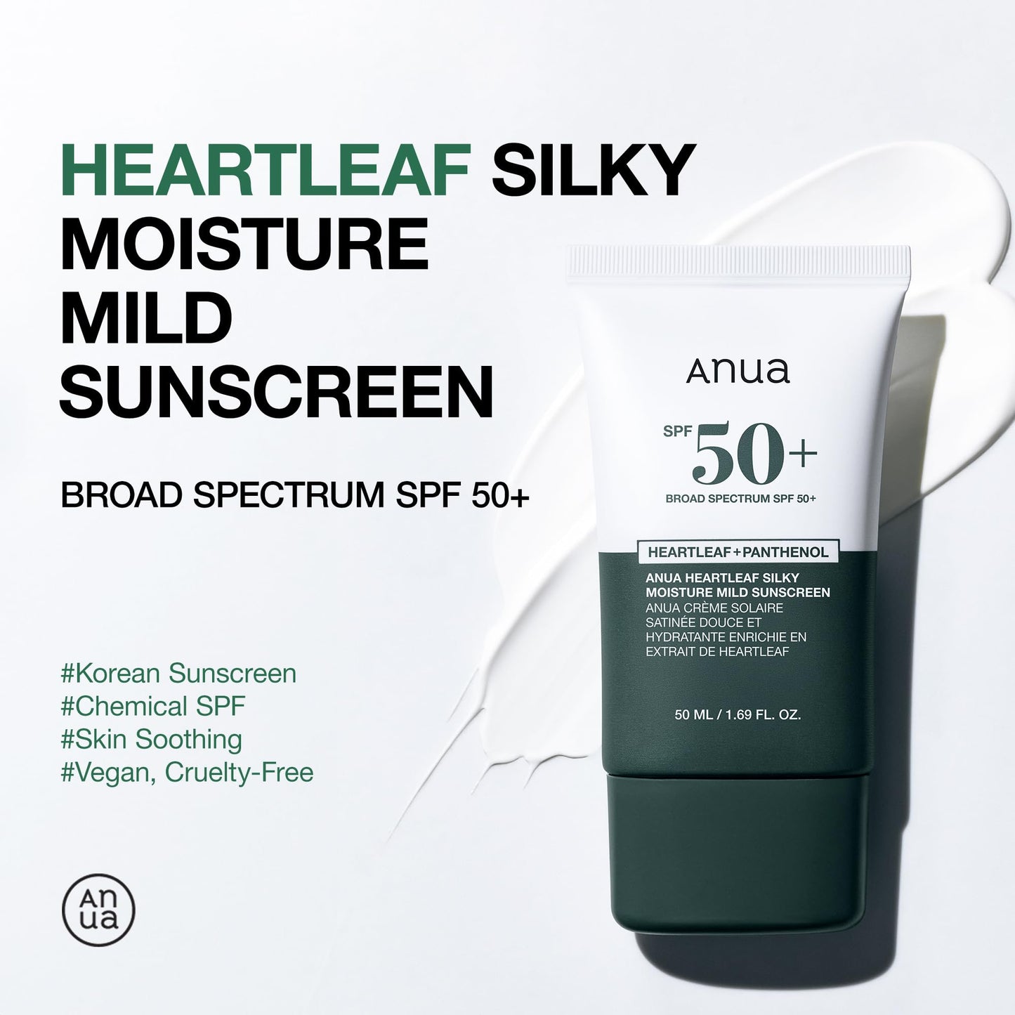 ANUA Heartless Silky Moisture Mild Sunscreen SPF50+PA++++