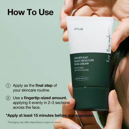 ANUA Heartless Silky Moisture Sunscreen SPF 50+PA++++