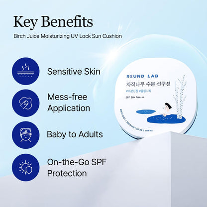 ROUND LAB Birch Juice Moisturizing UV Lock Sun Cushion SPF 50+PA++++